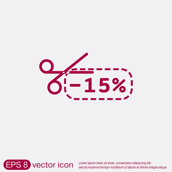 Coupon de réduction avec ciseaux — Image vectorielle