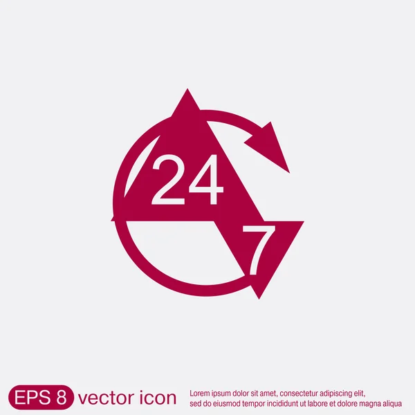 Teken 24 7 pictogram — Stockvector