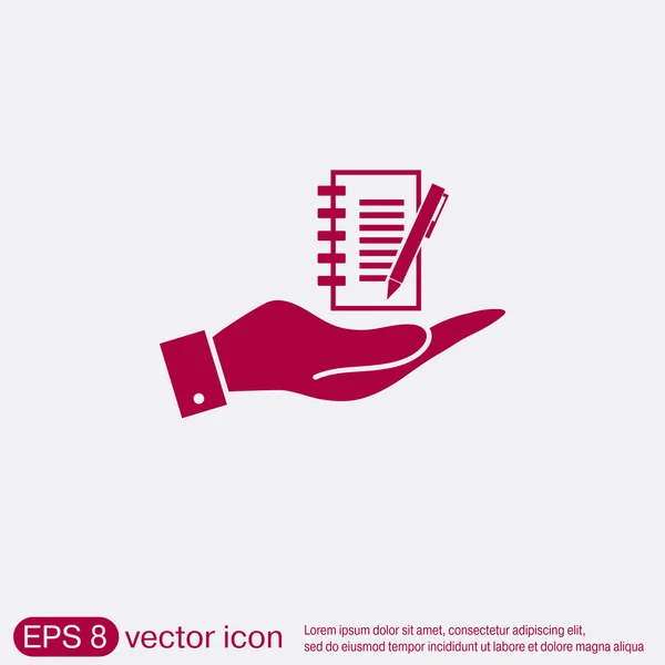 Hand holding a sheet of paper — Stock Vector