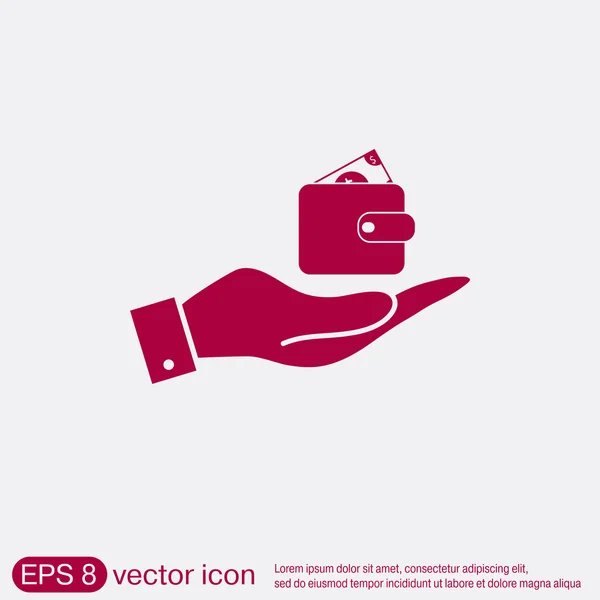 Hand holding a purse — Stock Vector