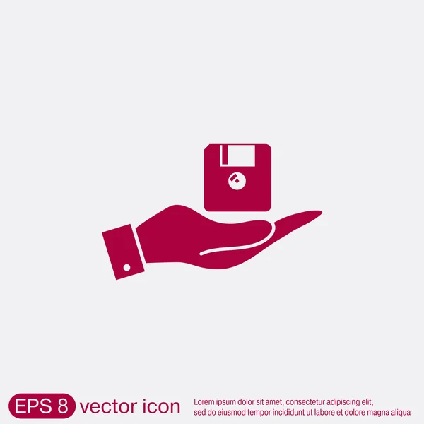 Hand holding a diskette. — Stock Vector