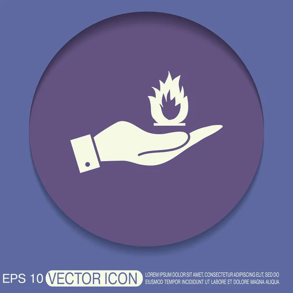 Hand holding a fire sign — Stock Vector