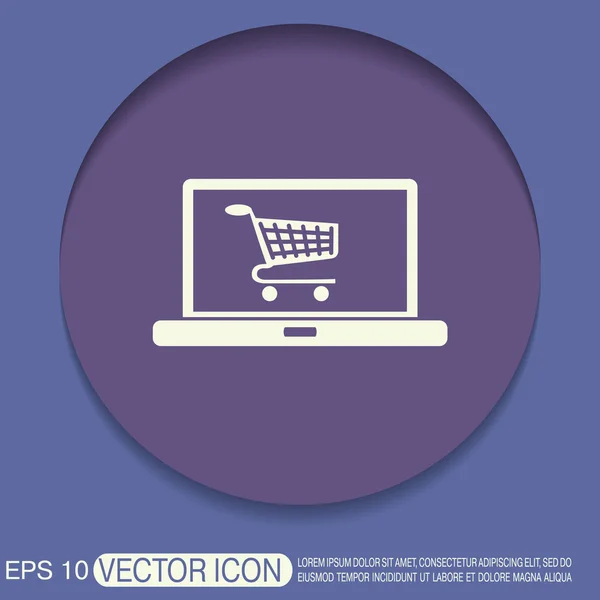 Laptop with symbol shopping cart — Stock Vector