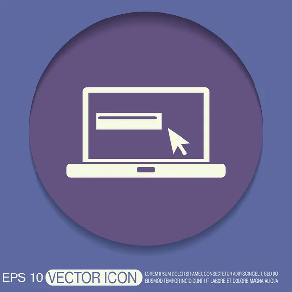 Laptop met symbool web pijl — Stockvector