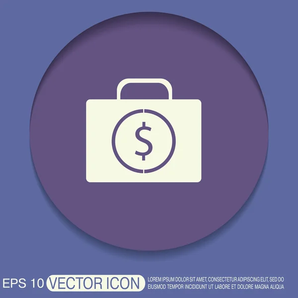Koffer met geld pictogram — Stockvector