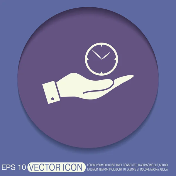 Hand houden klok pictogram — Stockvector