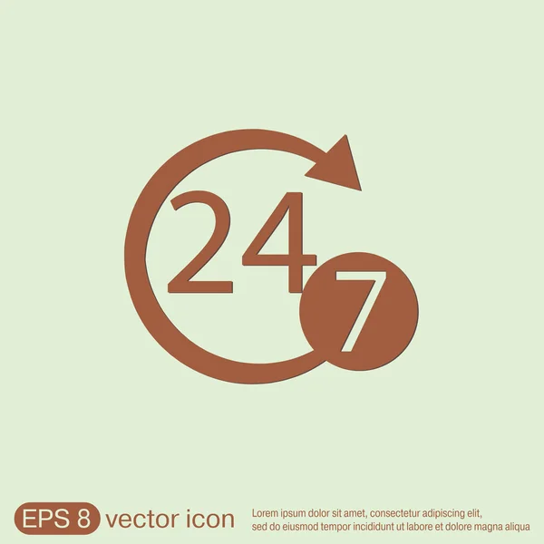 Teken 24 7 pictogram — Stockvector