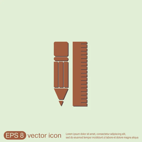 Liniaal en potlood. tekens geometrie — Stockvector