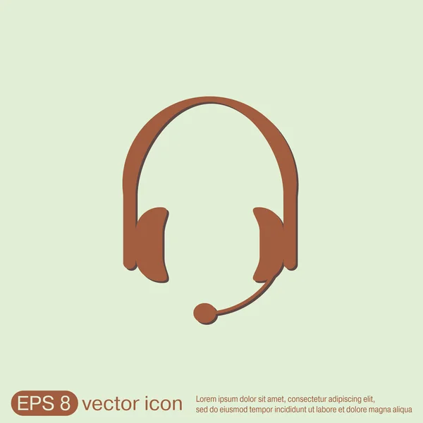 Atención al cliente, icono de auriculares — Vector de stock