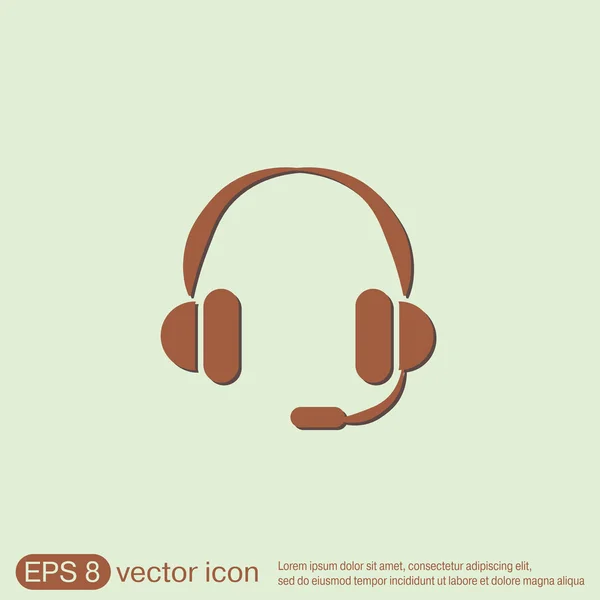 Dukungan pelanggan, ikon headphone - Stok Vektor