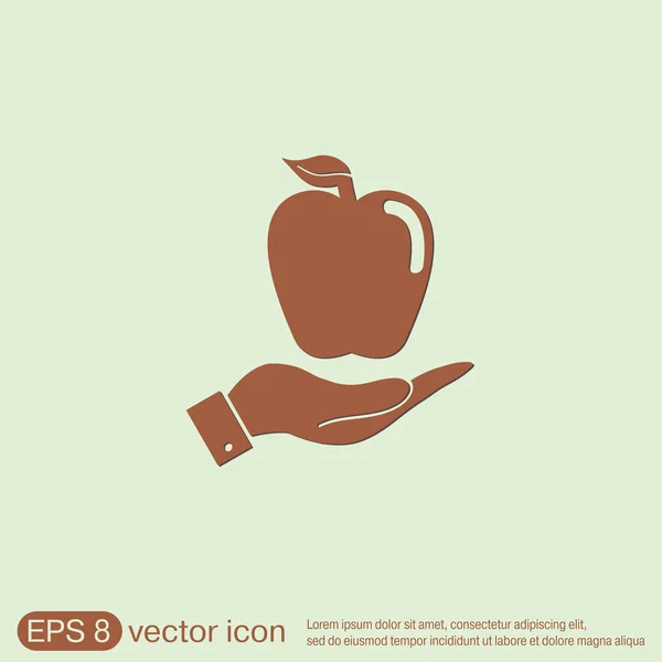 Manzana de mano — Vector de stock