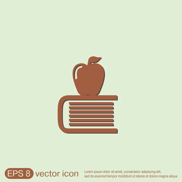 Libro con icono de manzana . — Vector de stock