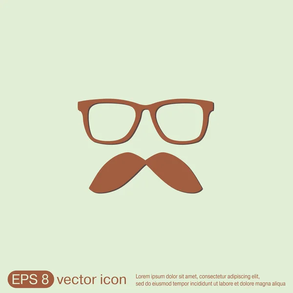 Bıyık ve gözlük. hipster simgesi — Stok Vektör