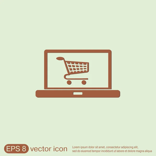 Portátil con carrito de compras — Vector de stock