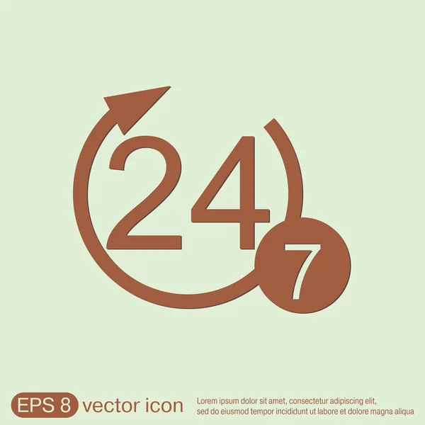 Teken 24 7 pictogram — Stockvector