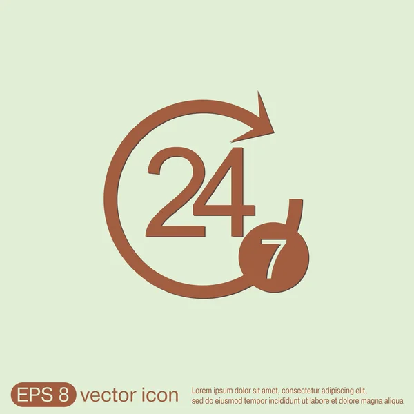 Teken 24 7 pictogram — Stockvector