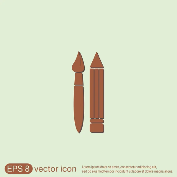 Brosse et crayon. caractères de dessin — Image vectorielle