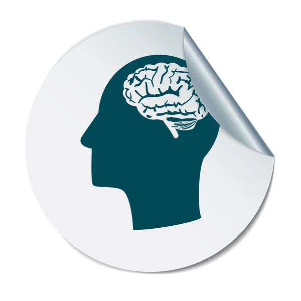 Icono cabeza con cerebro — Vector de stock