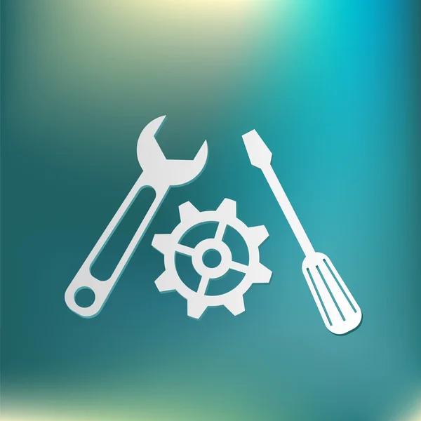 Rewdriver, cogwheel and wrench icon — стоковый вектор