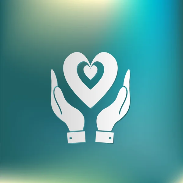 Hand hålla ett hjärta ikon — Stock vektor