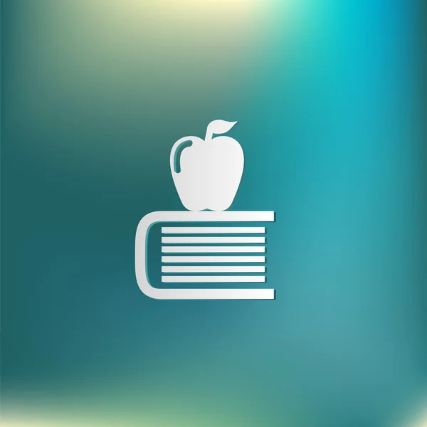 Libro con icono de manzana — Vector de stock