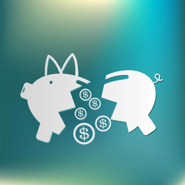 Gebroken piggy bank pictogram — Stockvector