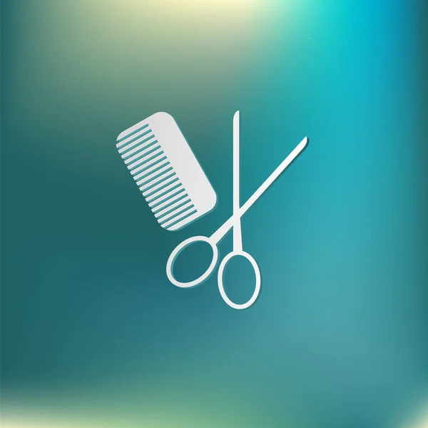 Pente, tesoura, símbolo de barbearia — Vetor de Stock