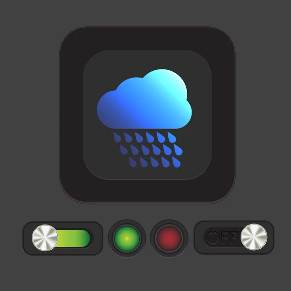 Pluie nuageuse avec icône vent — Image vectorielle