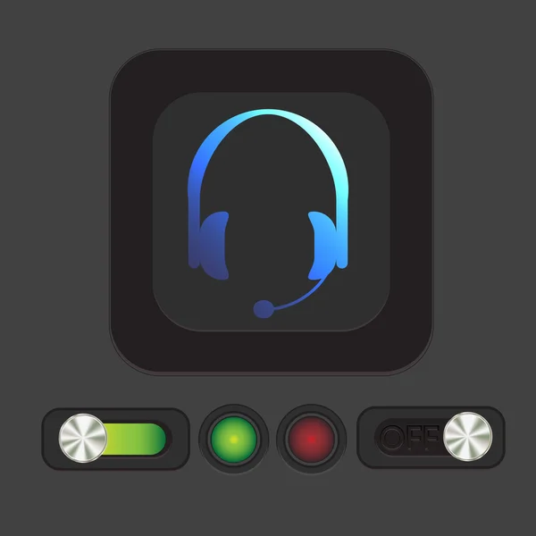 Atención al cliente, icono de auriculares — Vector de stock