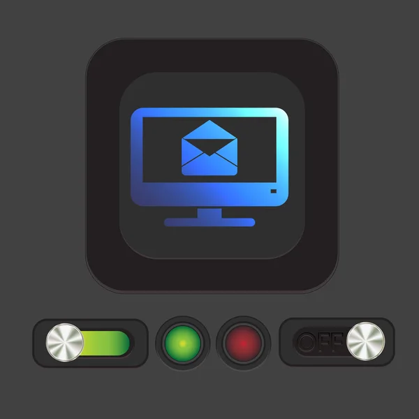 Monitor, sobre de carta, icono de correo — Vector de stock