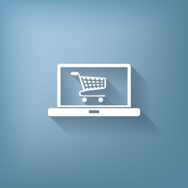 alışveriş sepeti sembolü olan dizüstü bilgisayar