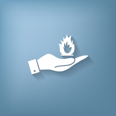 Bir el ateş işareti tutuyor.