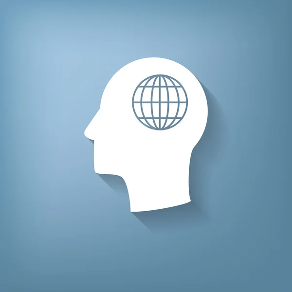 Ember és elméje a globe-szimbólum — Stock Vector
