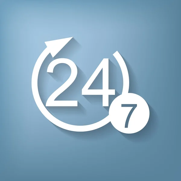 Teken 24 7 pictogram — Stockvector