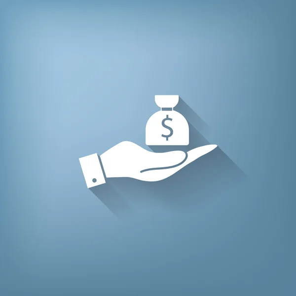 Mains tenant sac d'argent — Image vectorielle