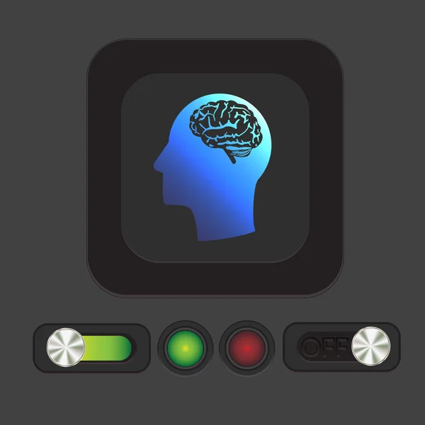 Icono cabeza con cerebro — Archivo Imágenes Vectoriales