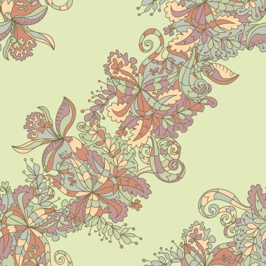 Soyut çizilmiş dalga çiçek desenli