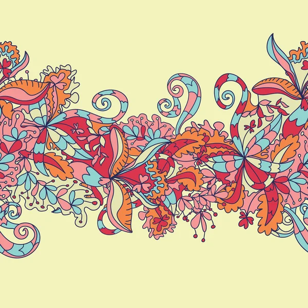 Patrón floral de onda dibujado a mano abstracto — Archivo Imágenes Vectoriales