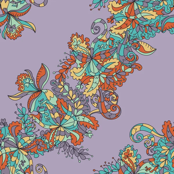 Abstrato padrão floral onda desenhada à mão — Vetor de Stock
