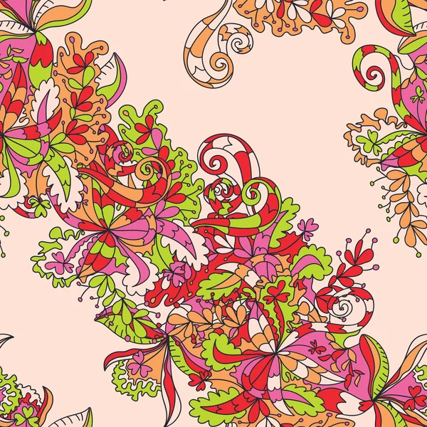 Patrón floral de onda dibujado a mano abstracto — Vector de stock