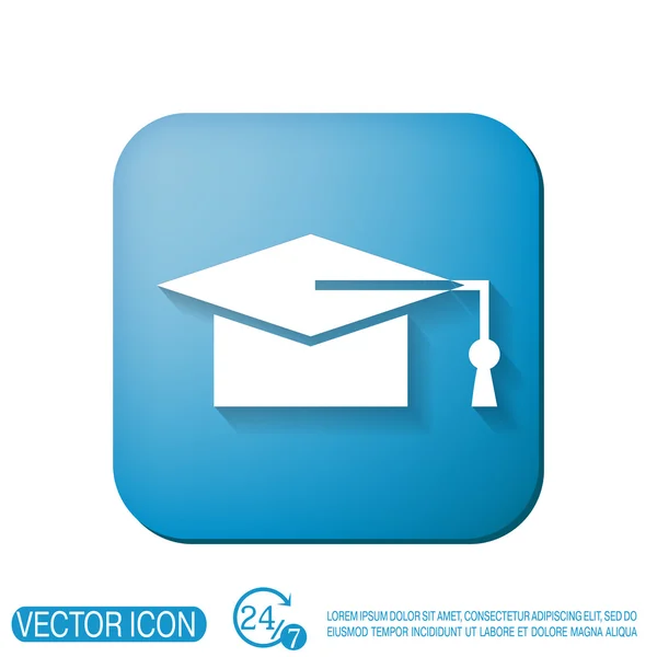 Sombrero de graduado. Señal de educación — Vector de stock
