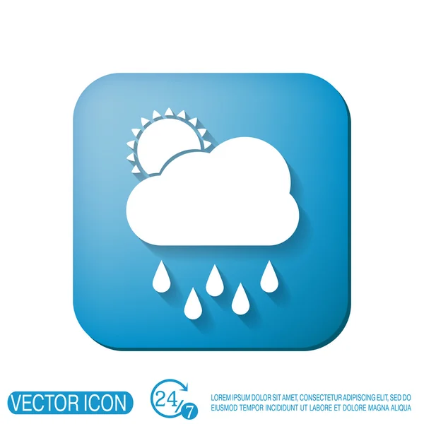 Sun behind the cloud with rain — Stock Vector