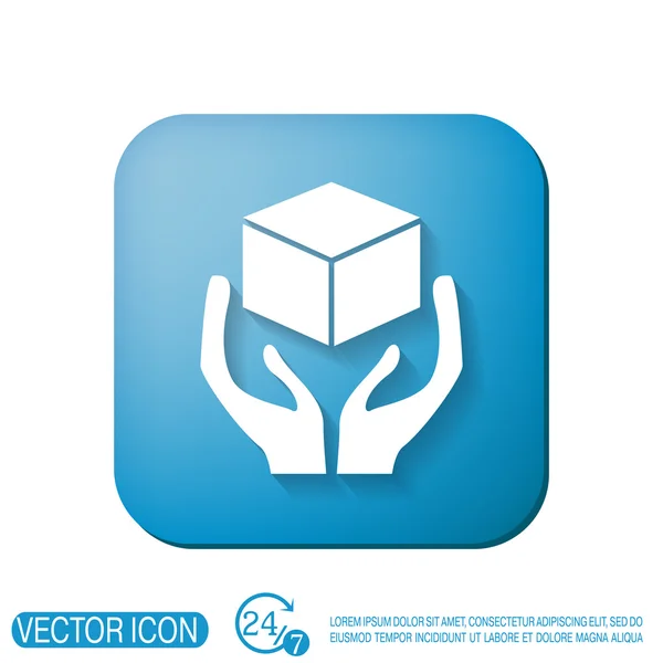 Hands holding box logistic icon — Stock Vector
