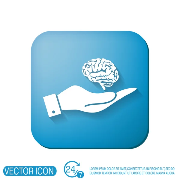 Mano sosteniendo un cerebro — Vector de stock