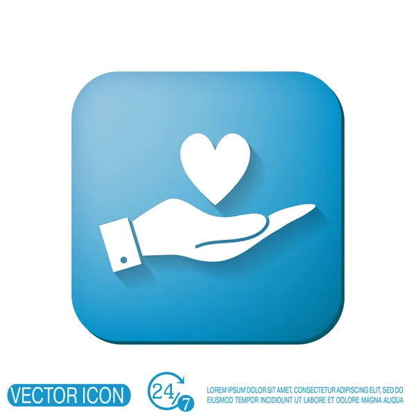 Mano sosteniendo un símbolo del corazón — Vector de stock