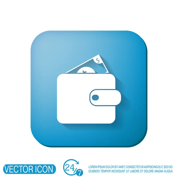 Symbool pictogram portemonnee en dollar — Stockvector