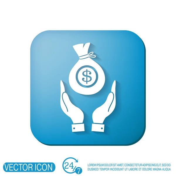 Hands holding bag of money — Stock Vector