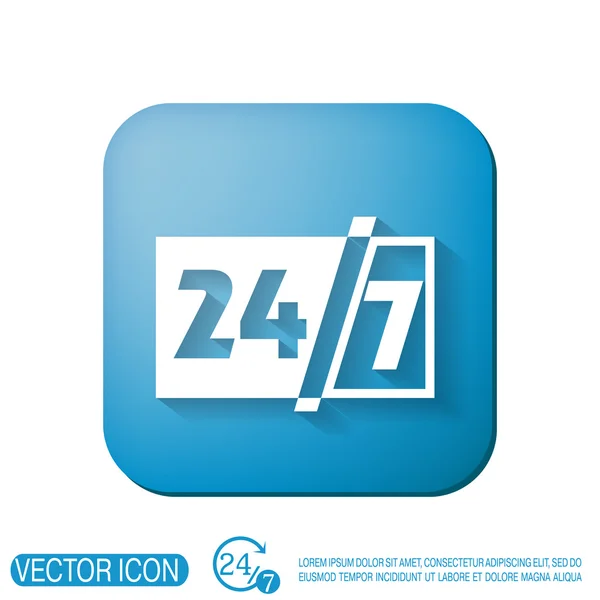 Teken 24 7 pictogram — Stockvector