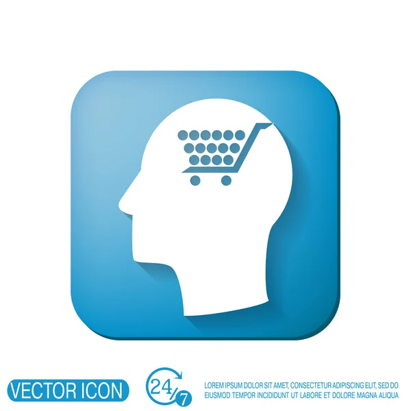 Man and his mind about cart online store — Stock Vector
