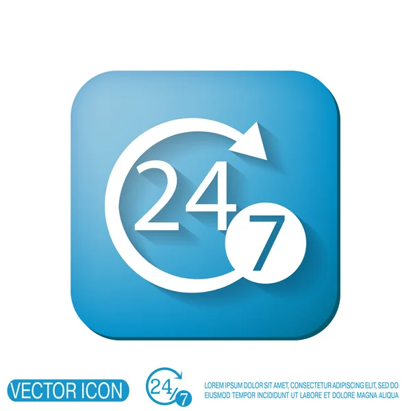 Teken 24 7 pictogram — Stockvector